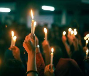 A night candle light vigil 