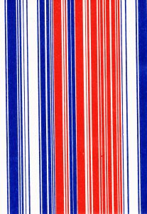 red, white and blue vertical stripes